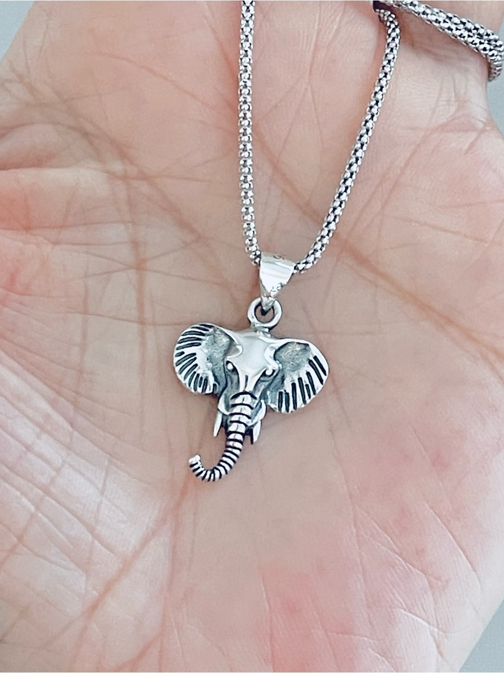 925 Sterling Silver Elephant Head Necklace, Good Luck Animal Pendant Chain